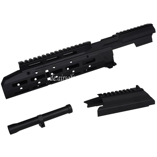 5KU Chassis SAG Stil MK3 Monolithic M-Lok Handschutz Schienen System Staubschutzhülle Set Geeignet für Tokyo Marui AKM GBB Serie Gewehre Airsoft Schwarz