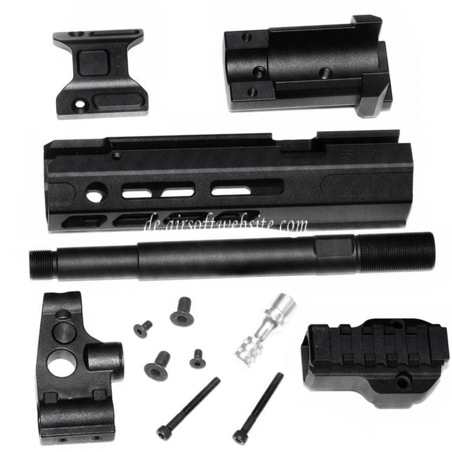 Dytac SLR Gewehreworks ION Lite 165mm 6.5 Zoll Extended M-LOK Handschutz schienen system Kit mit Außenlauf Geeignet für GHK AK Serie GBB Gewehre Airsoft Schwarz