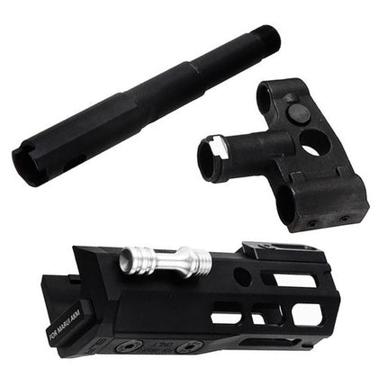 Dytac SLR Gewehreworks 125mm 4.7 Zoll Light M-LOK Erweitertes Handschutz schienen system Kit mit Außenlauf Geeignet für Tokyo Marui AKM Serie GBB Gewehre Airsoft Schwarz