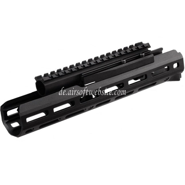 Hephaestus 10.5 Zoll 265mm CNC Aluminum M-LOK Handschutz mit 20mm Schienen Gasrohr Geeignet für Tokyo Marui ZET System AK Serie GBB Gewehre Airsoft Schwarz