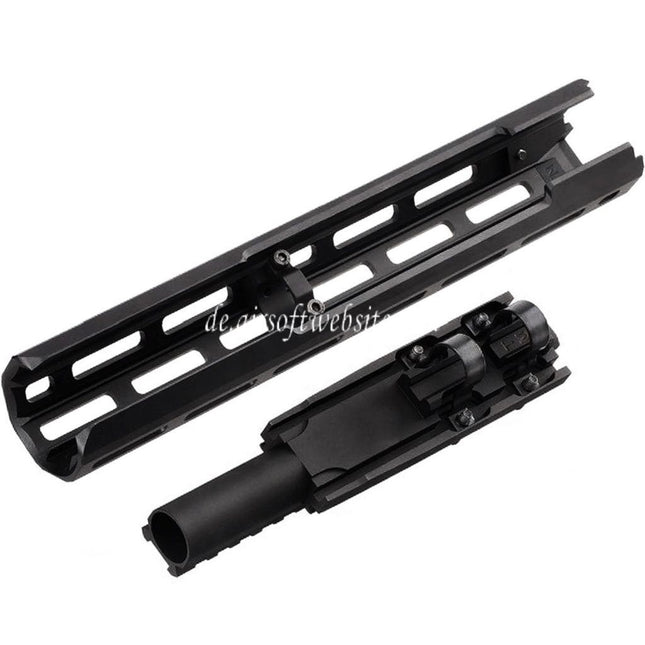 Hephaestus 10.5 Zoll 265mm CNC Aluminum M-LOK Handschutz mit 20mm Schienen Gasrohr Geeignet für Tokyo Marui ZET System AK Serie GBB Gewehre Airsoft Schwarz