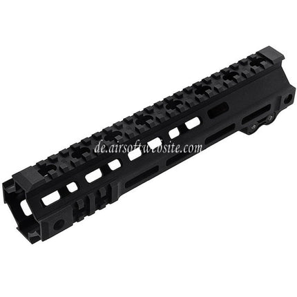 Z-Parts Aluminum 255mm 10 Zoll MK4 M-LOK Handschutz schienen system mit Laufmutter Geeignet für GHK M4 Serie GBB Gewehre Airsoft Schwarz