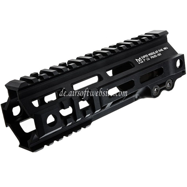 Z-Parts Aluminum 185mm 7 Zoll MK4 M-LOK Handschutz schienen system mit Laufmutter Geeignet für Tokyo Marui M4 Serie MWS GBB Gewehre Airsoft Schwarz