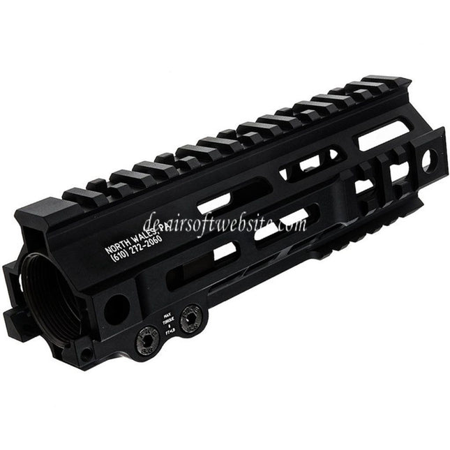 Z-Parts Aluminum 185mm 7 Zoll MK4 M-LOK Handschutz schienen system mit Laufmutter Geeignet für Tokyo Marui M4 Serie MWS GBB Gewehre Airsoft Schwarz
