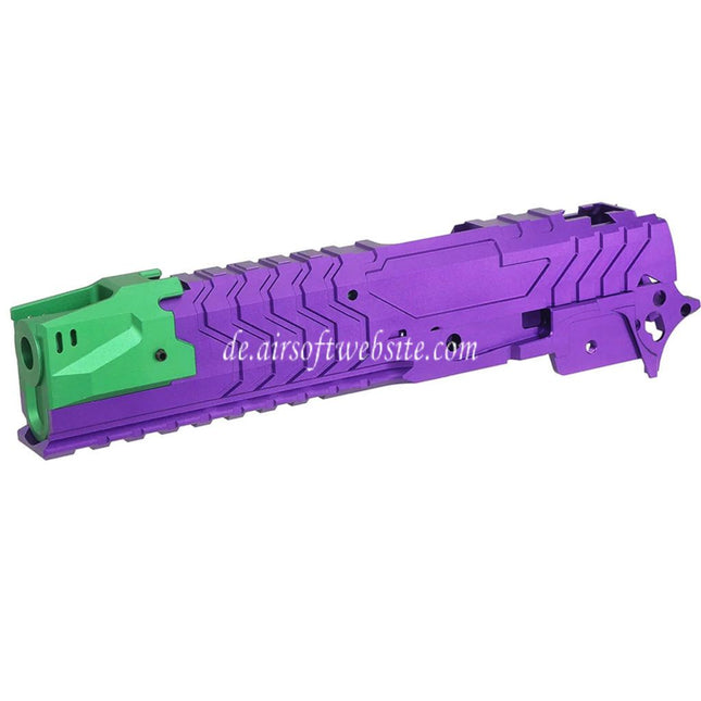 5KU CNC Aluminum Matrix Stil Äußerer Lauf Mittlerer Rahmen Schlitten Set Geeignet für Tokyo Marui Hi-Capa Serie GBB Pistolen Airsoft