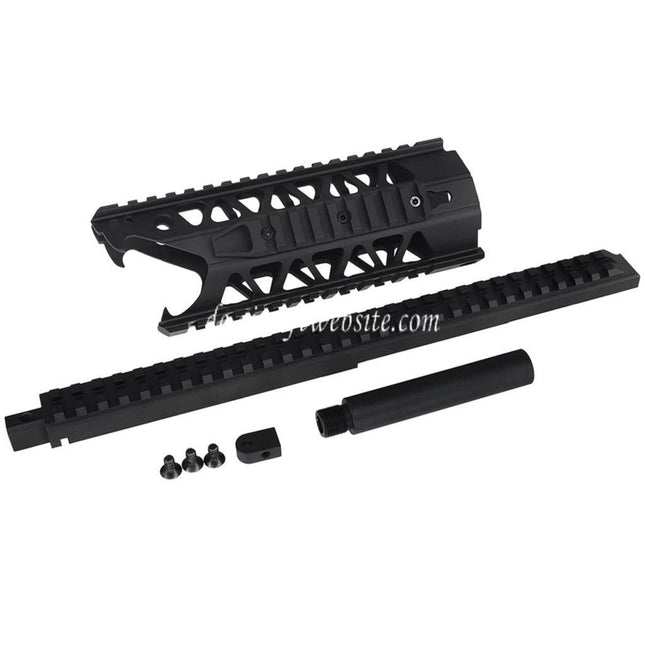Army Armament 7 Zoll 4-seitiger Schiene Raptor RAS Keymod Schnittstelle Handschutz schienen system Geeignet für Army Armament R907 AUG AEG Gewehre Airsoft Schwarz