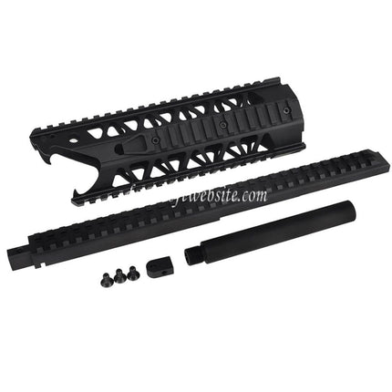 Army Armament 9 Zoll 4-seitiger Schiene Raptor RAS Keymod Schnittstelle Handschutz schienen system Geeignet für Army Armament R908 AUG AEG Gewehre Airsoft Schwarz