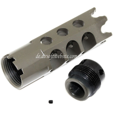 CYMA DTK-1 Stil Mündungsbremse Mündungsfeuerdämpfer mit Adapter Geeignet für -14mm CCW Gegen den Uhrzeigersinn Lauf Gewehre Airsoft