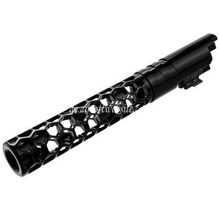 Dr. Black CNC 6063 Aluminum 5 Zoll 125mm Favos Stil Äußerer Lauf +11mm CW im Uhrzeigersinn Geeignet für Armorer Works AW WE-TECH Tokyo Marui Hi-Capa 5.1 Serie GBB Pistolen Airsoft