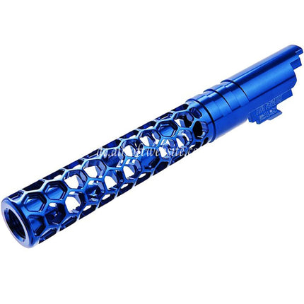 Dr. Black CNC 6063 Aluminum 5 Zoll 125mm Favos Stil Äußerer Lauf +11mm CW im Uhrzeigersinn Geeignet für Armorer Works AW WE-TECH Tokyo Marui Hi-Capa 5.1 Serie GBB Pistolen Airsoft