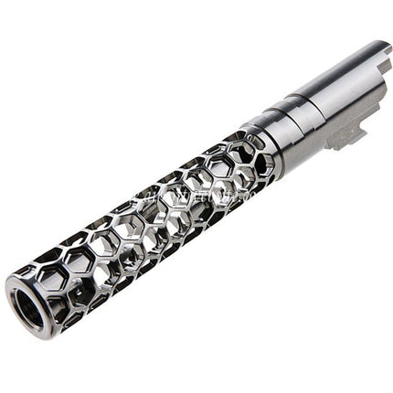 Dr. Black CNC 6063 Aluminum 5 Zoll 125mm Favos Stil Äußerer Lauf +11mm CW im Uhrzeigersinn Geeignet für Armorer Works AW WE-TECH Tokyo Marui Hi-Capa 5.1 Serie GBB Pistolen Airsoft