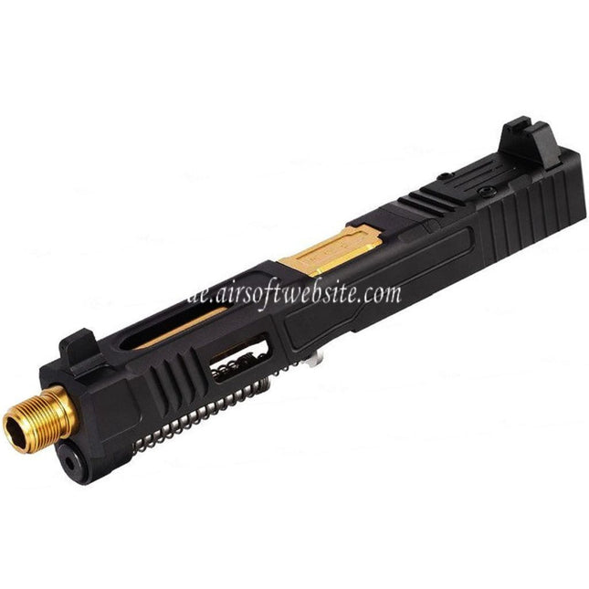 VFC CNC Aluminum Fowler Industries MKII Kompletter oberer Schlittenlauf Set Geeignet für Elite Force VFC G17 Gen5 GBB Pistolen Airsoft Schwarz