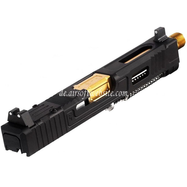 VFC CNC Aluminum Fowler Industries MKII Kompletter oberer Schlittenlauf Set Geeignet für Elite Force VFC G17 Gen5 GBB Pistolen Airsoft Schwarz