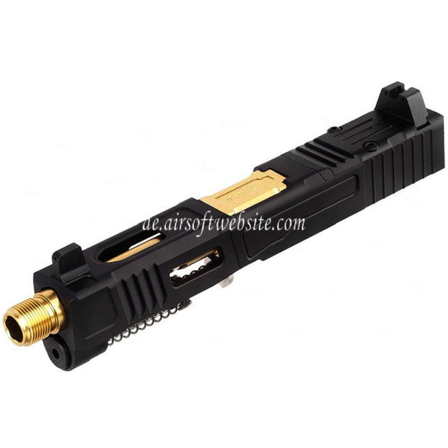 VFC CNC Aluminum Fowler Industries MKII Kompletter oberer Schlittenlauf Set Geeignet für Elite Force VFC G19X G45 GBB Pistolen Airsoft Schwarz