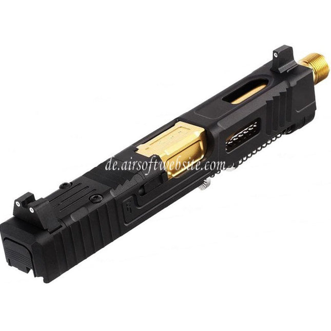 VFC CNC Aluminum Fowler Industries MKII Kompletter oberer Schlittenlauf Set Geeignet für Elite Force VFC G19X G45 GBB Pistolen Airsoft Schwarz