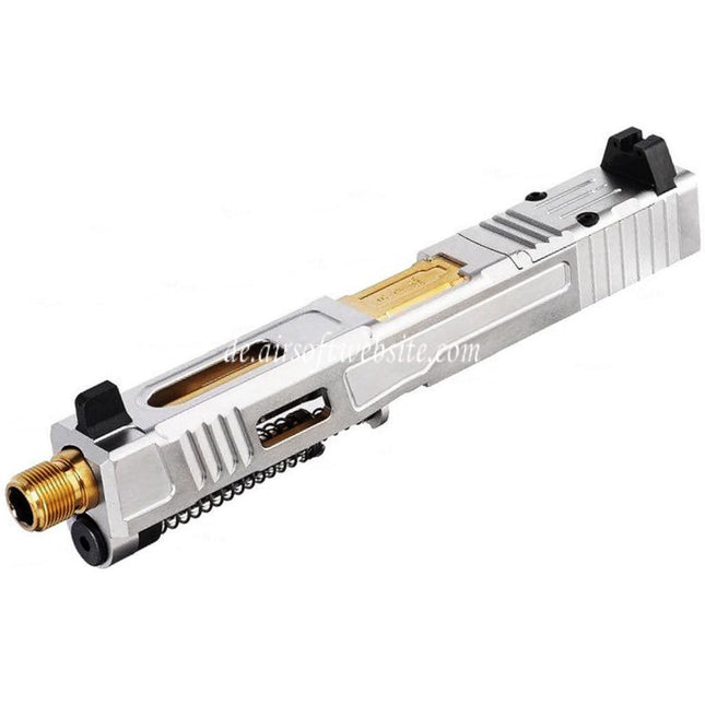 VFC CNC Edelstahl Fowler Industries MKII Kompletter oberer Schlittenlauf Set Geeignet für Elite Force VFC G17 Gen5 GBB Pistolen Airsoft Silber