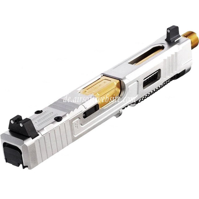 VFC CNC Edelstahl Fowler Industries MKII Kompletter oberer Schlittenlauf Set Geeignet für Elite Force VFC G17 Gen5 GBB Pistolen Airsoft Silber