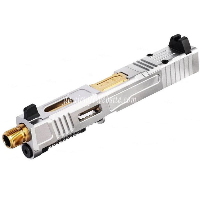 VFC CNC Edelstahl Fowler Industries MKII Kompletter oberer Schlittenlauf Set Geeignet für Elite Force VFC G19X G45 GBB Pistolen Airsoft Silber