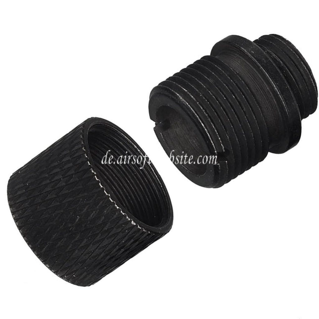 Airsoft Website Lauf Schalldämpfer Kompensator Adapter mit Laufmantel Gewindeschutz Legierung Geeignet für KSC M9 / WE Pistolen +11mm CW Gewinde im Uhrzeigersinn -14mm CCW Gewinde gegen den Uhrzeigersinn