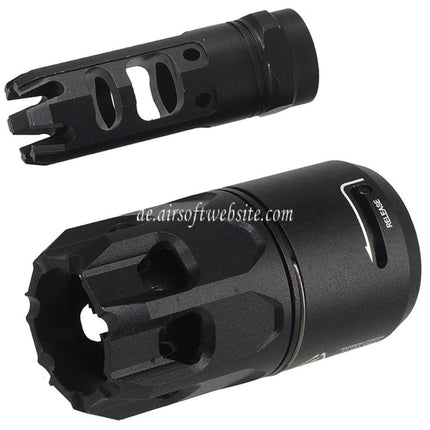 E&C King Comp Feuerdämpfer mit QD Oppressor Blast Diverter Geeignet für -14mm CCW Gewinde gegen den Uhrzeigersinn