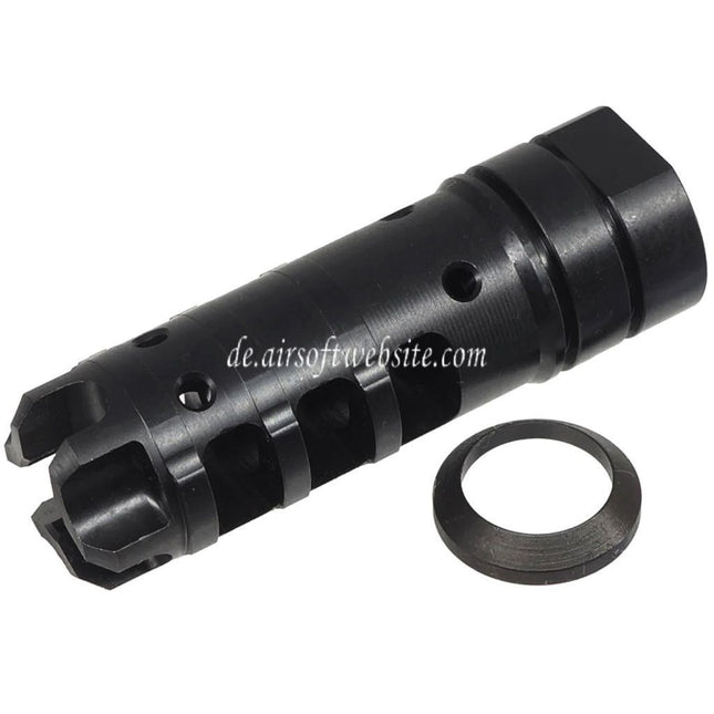 5KU 65mm LANTAC Dragon Stil DGN762B Feuerdämpfer Geeignet für -14mm CCW Gewinde gegen den Uhrzeigersinn Schwarz