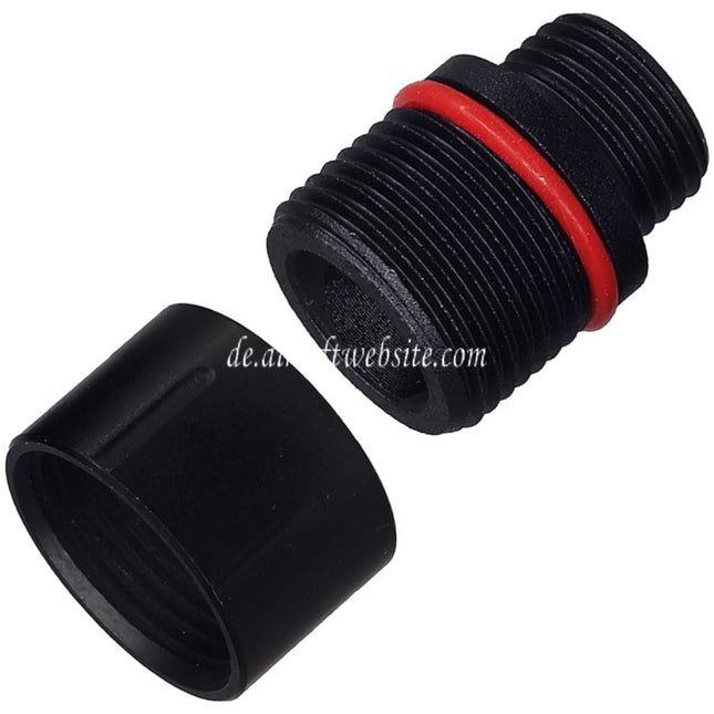 Airsoft Website Lauf Schalldämpfer Kompensator Adapter mit Laufmantel Gewindeschutz Typ-2 Geeignet für KSC M9 / WE Pistolen +11mm CW Gewinde im Uhrzeigersinn -14mm CCW Gewinde gegen den Uhrzeigersinn Schwarz