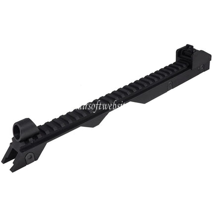 Airsoft Website 340mm Obere Schiene mit Vorderem Hinterem Visier Geeignet für G36 Serie AEG Gewehre Schwarz