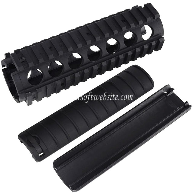 Airsoft Website 170mm Polymer KAC Stil M4A1 M4CQB RAS Handschutz Schienen System mit Schienenabdeckung Geeignet für M4 M16 Serie AEG Gewehre Schwarz