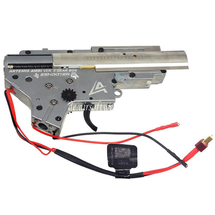 APS Artemis Version 2 V2 Getriebe Ambidextrous mit E-Shooter ETU Geeignet für M4 M16 Serie AEG EBB Gewehre Airsoft Hinten verkabelt