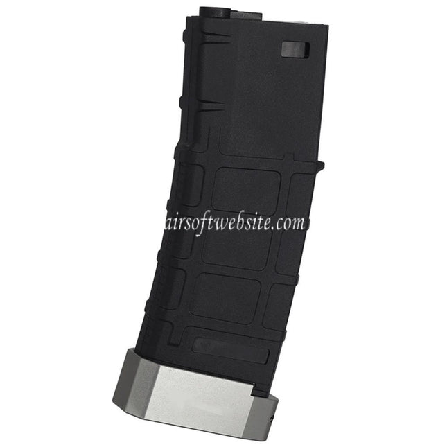 E&C 120rd Polymer TR-1 Mid-Cap Magazin mit Silber Bodenplatte Geeignet für M4 M16 Serie AEG Gewehre Airsoft Schwarz