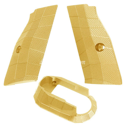 5KU CNC Aluminum LOK Stil Rutschfest Kurz Griff Abdeckung Einlage und Magwell Geeignet für KJ Works ASG CZ Shadow2 Serie GBB Pistolen Airsoft