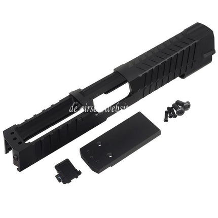 5KU CNC Aluminum MAX 2.0 Schlitten mit Romex3 Adapter Geeignet für SIG Air VFC SIG Sauer P320 M17 Serie GBB Pistolen Airsoft Schwarz
