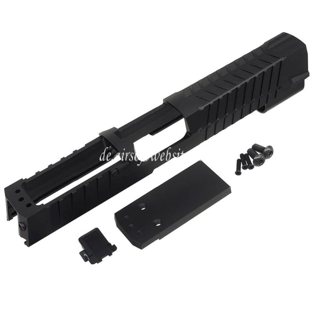 5KU CNC Aluminum MAX 2.0 Schlitten mit Romex3 Adapter Geeignet für SIG Air VFC SIG Sauer P320 M17 Serie GBB Pistolen Airsoft Schwarz